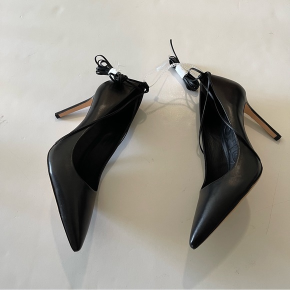 Antonio Melani Black Lace-Up Strap Pumps - Picture 7 of 9